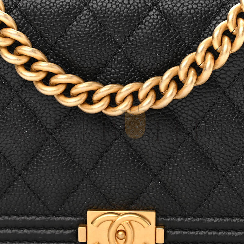 シャネル キャビアキルティング ボーイズクラッチ チェーン付き ブラック AP2205 (15×10×3.5cm)