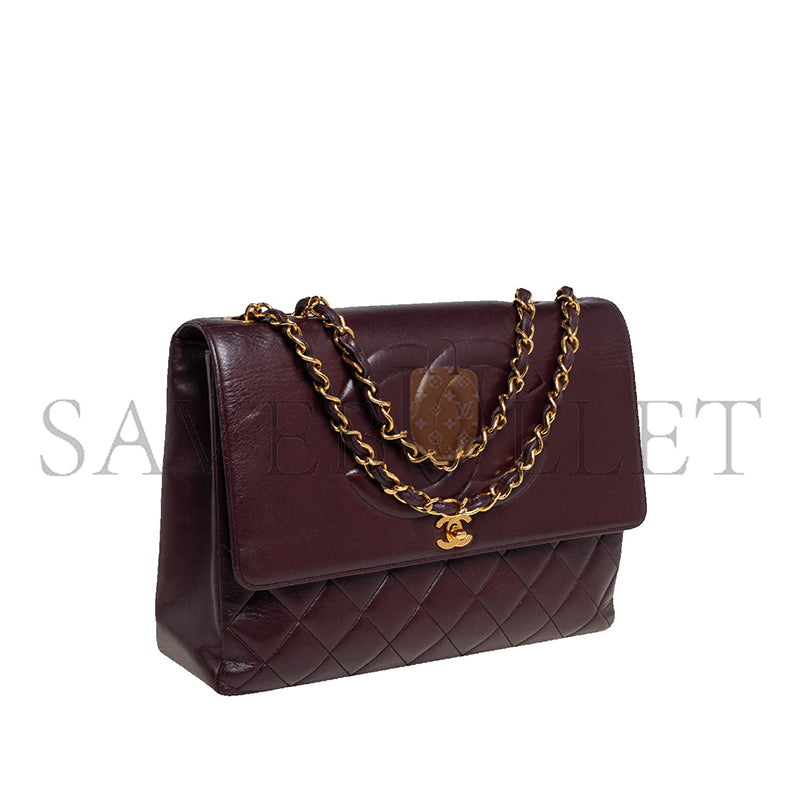 シャネル バーガンディ キルティングレザー ヴィンテージ CC クラシック フラップバッグ AP2215 (33*23*11cm)