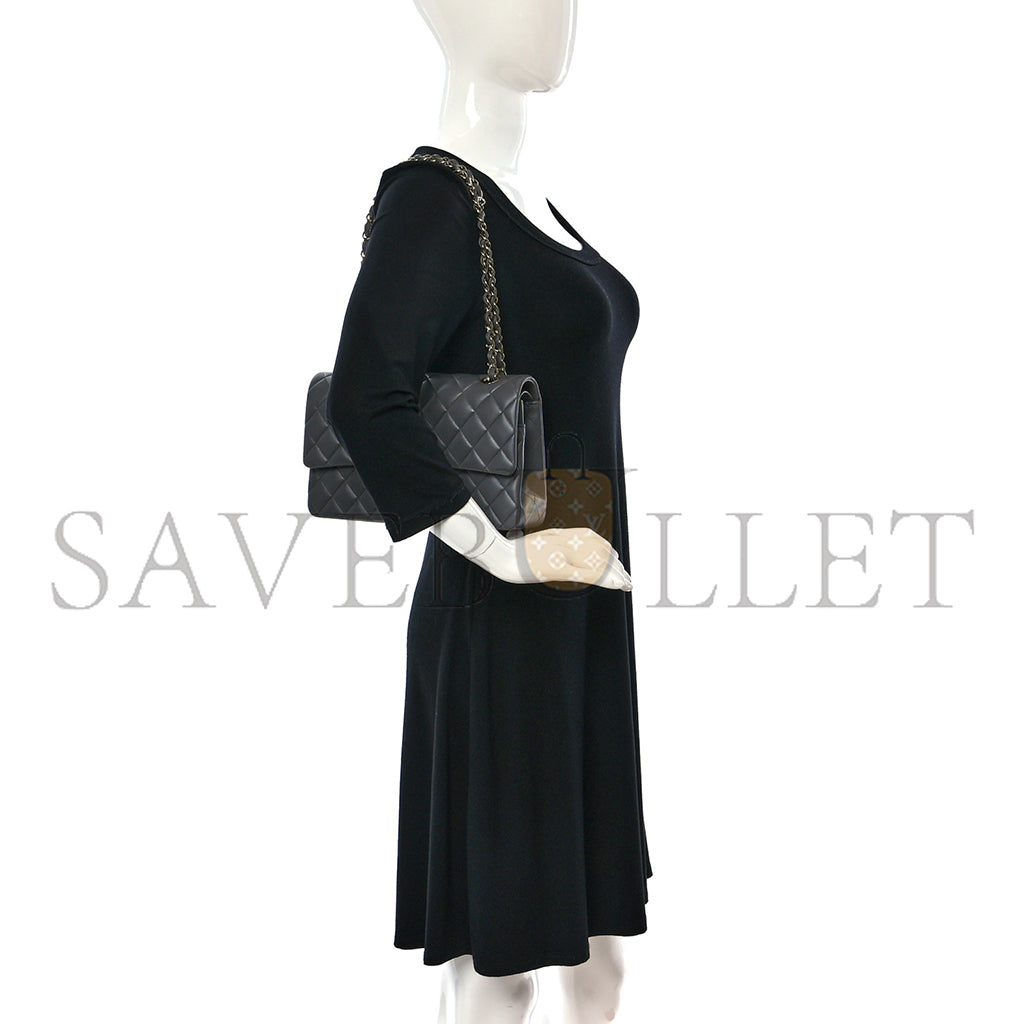 シャネル ラムスキン キルティング ダブルフラップ ダークグレー AS1112 (25.5×15.5×6.5cm)