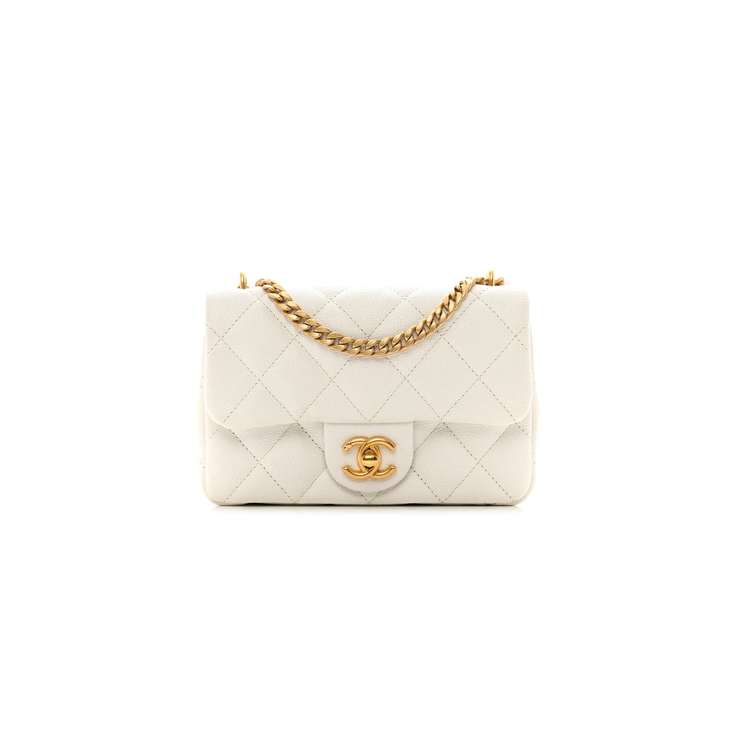 シャネル マスターハート バックル フラップバッグ ホワイト ミディアム (20*14*8cm)