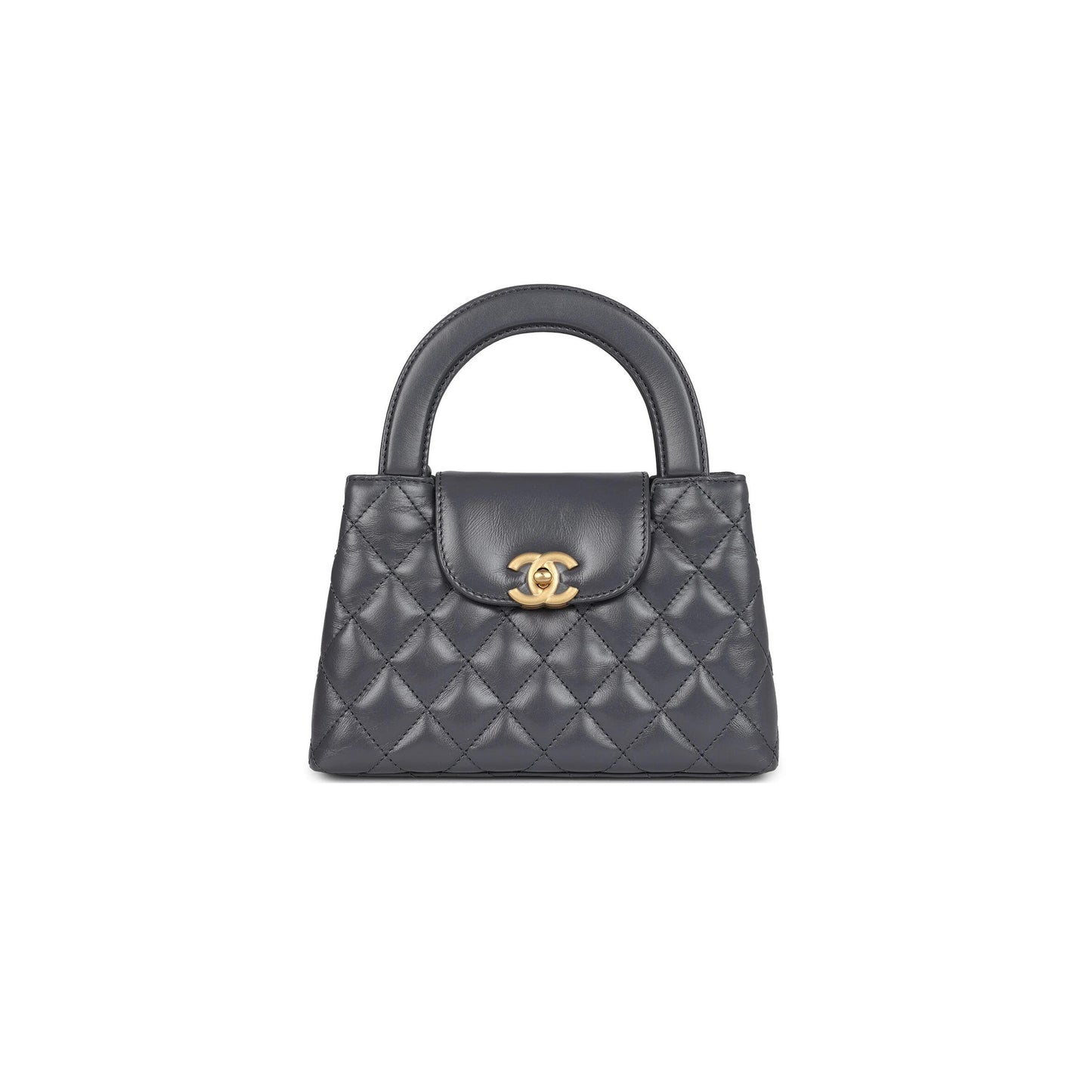 シャネル グレー キルティングカーフスキン ミニ ケリー ブラッシュドゴールド金具 AS4416 (19*13*7cm)