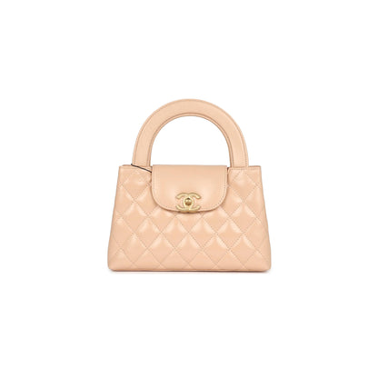 シャネル マスターケリー ショッパー ベージュ シャイニーカーフスキン ブラッシュドゴールド金具 AS4416 (19*13*7cm)