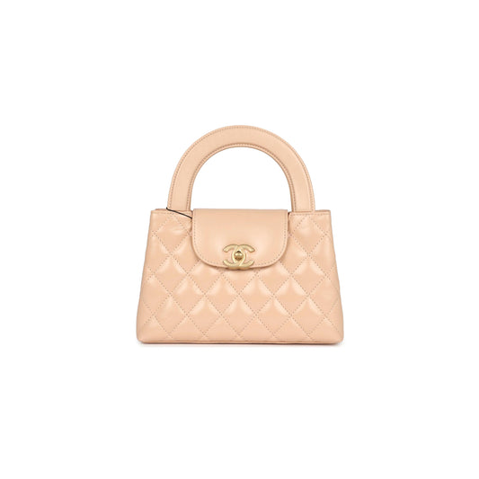 シャネル マスターケリー ショッパー ベージュ シャイニーカーフスキン ブラッシュドゴールド金具 AS4416 (19*13*7cm)