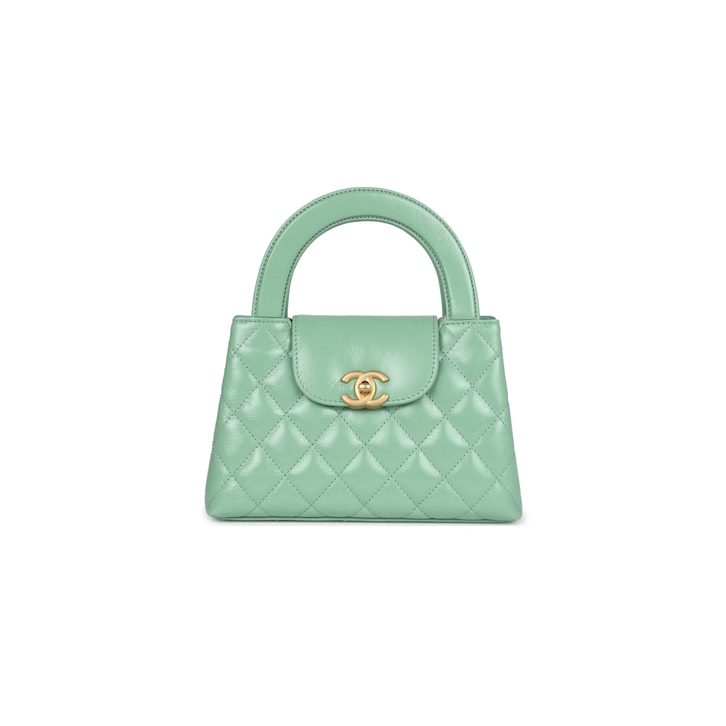 シャネル マスターケリー ショッパー ライトグリーン シャイニーカーフスキン ブラッシュドゴールド金具 AS4416 (19*13*7cm)
