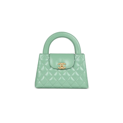 シャネル マスターケリー ショッパー ライトグリーン シャイニーカーフスキン ブラッシュドゴールド金具 AS4416 (19*13*7cm)