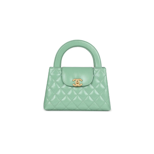 シャネル マスターケリー ショッパー ライトグリーン シャイニーカーフスキン ブラッシュドゴールド金具 AS4416 (19*13*7cm)
