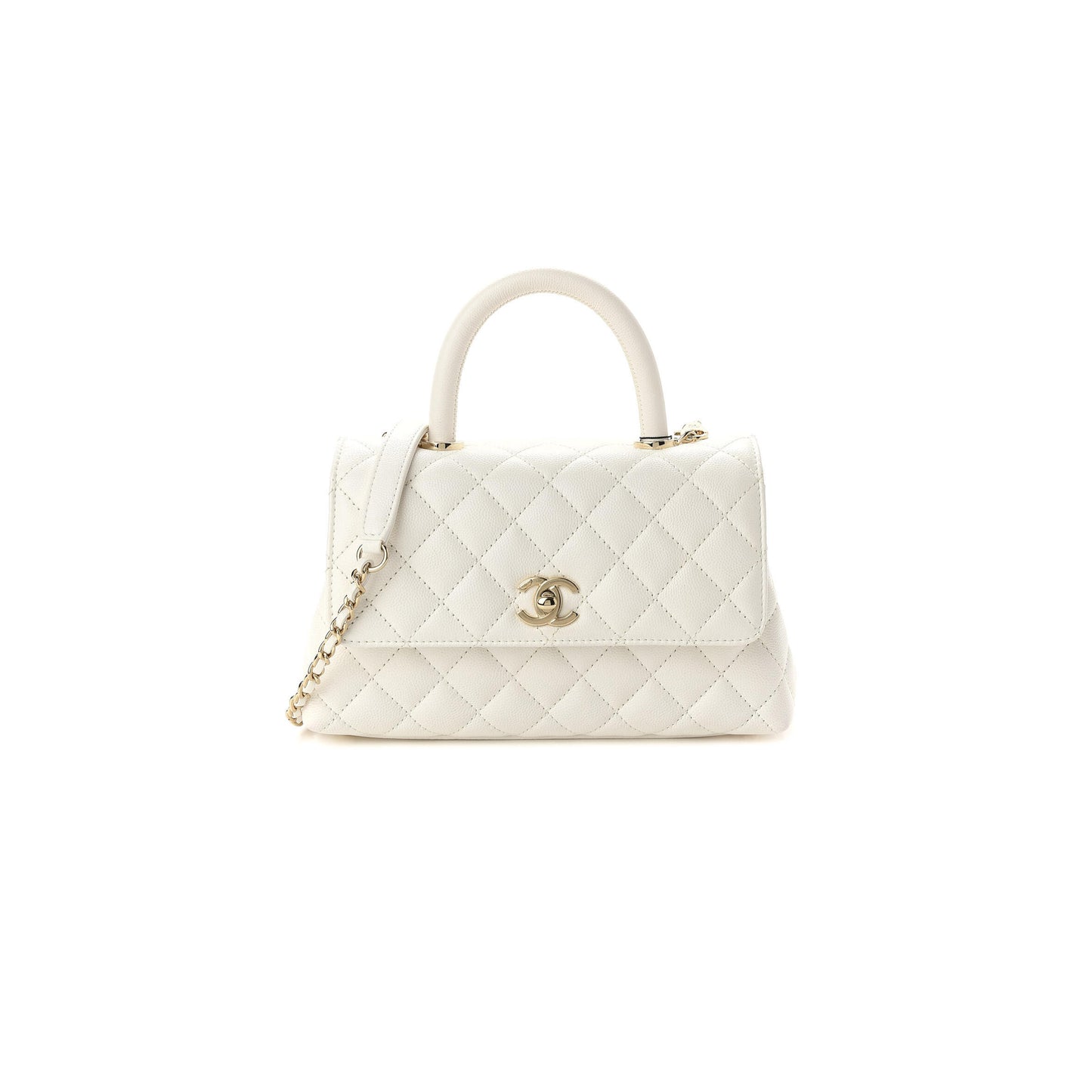 シャネル マスター キャビア キルティング ミニ ココハンドル フラップ ホワイト (24×14×10cm)