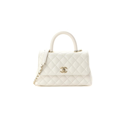 シャネル マスター キャビア キルティング ミニ ココハンドル フラップ ホワイト (24×14×10cm)