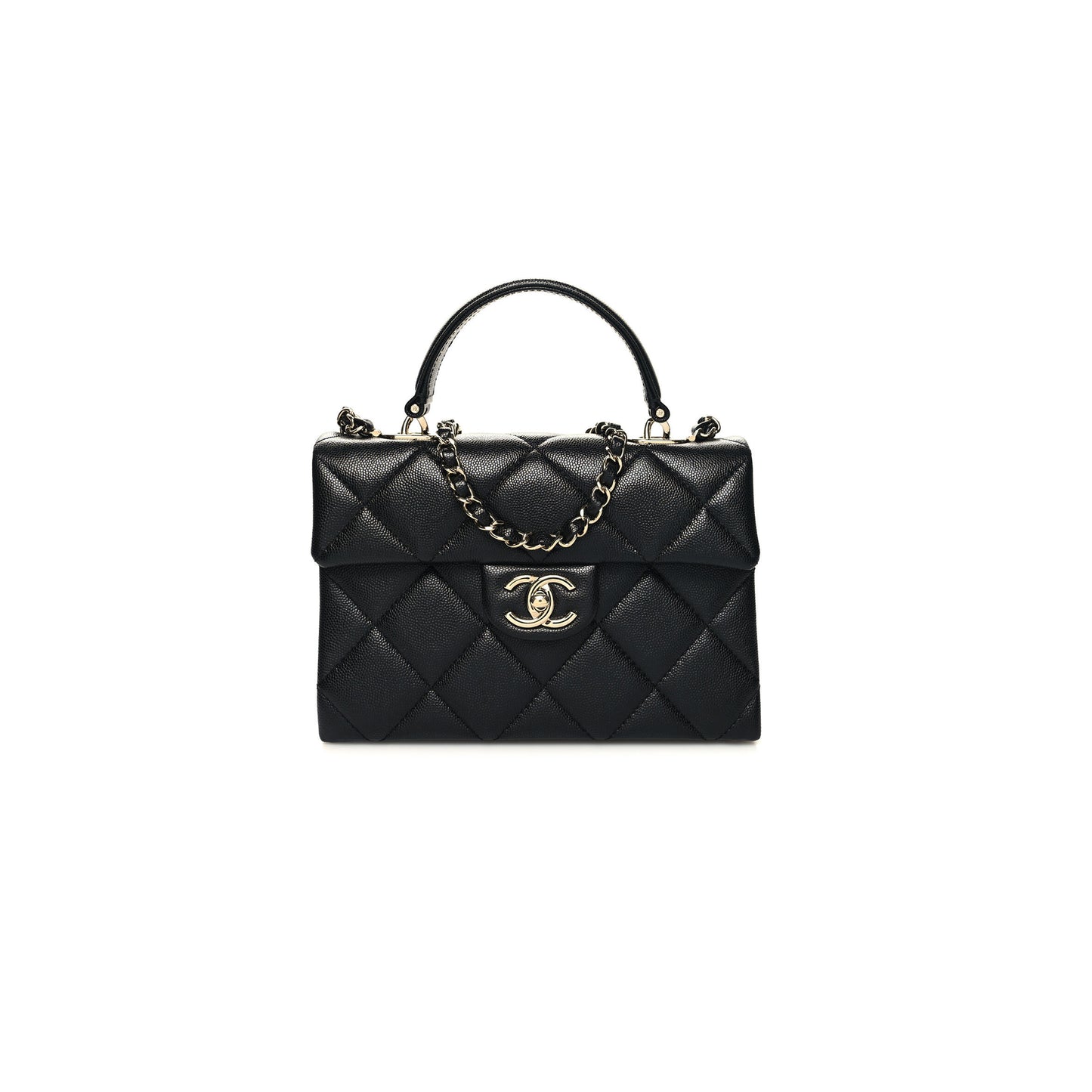 シャネル マスター キャビア キルティング レトロ ツイスト トップハンドル フラップ ブラック (21×16×9.5cm)