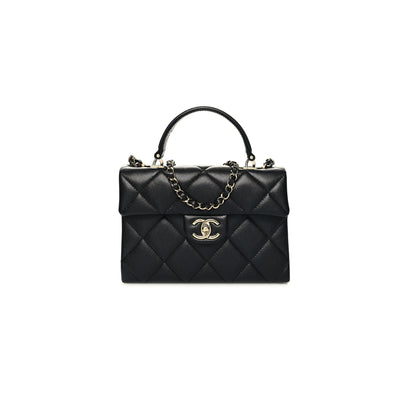 シャネル マスター キャビア キルティング レトロ ツイスト トップハンドル フラップ ブラック (21×16×9.5cm)