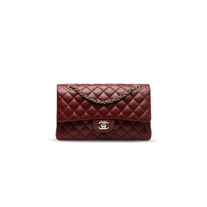 シャネル レッド ミディアム クラシック キャビア ダブルフラップ ダークレッド A01112 (25*15*6cm)