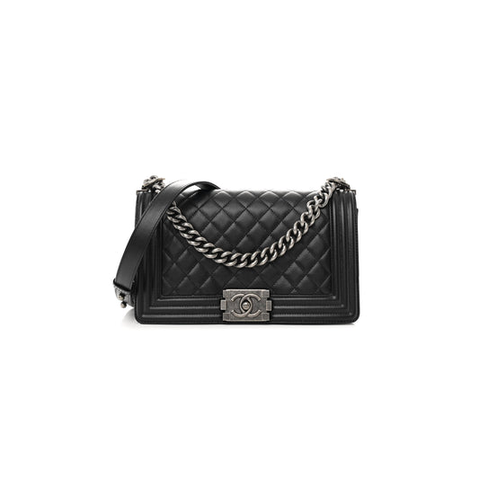 シャネル マスター キャビア キルティング ミディアム ボーイ フラップ A67086 (25*15*9cm)