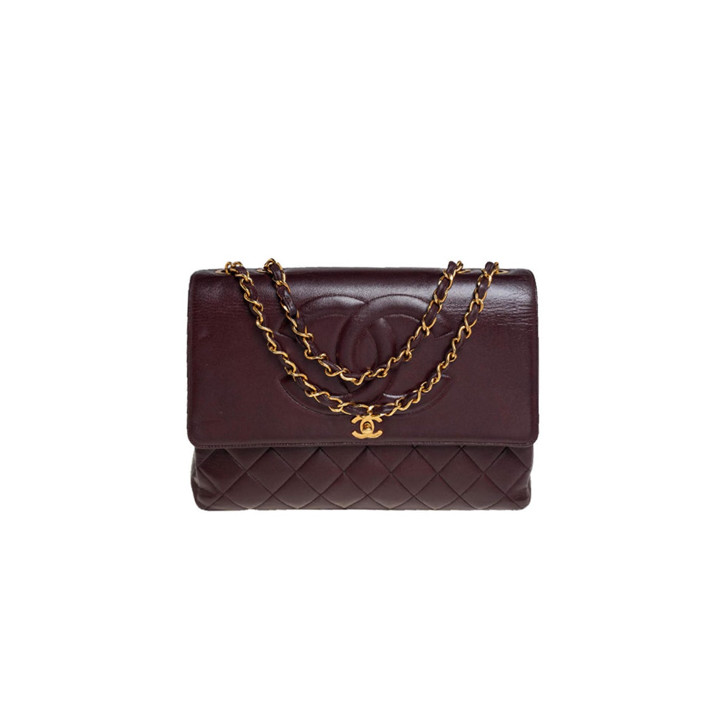 シャネル マスター バーガンディ キルティングレザー ヴィンテージ CCフラップバッグ A2215 (33*23*11cm)