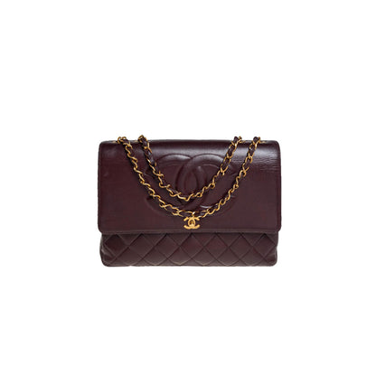シャネル マスター バーガンディ キルティングレザー ヴィンテージ CCフラップバッグ A2215 (33*23*11cm)