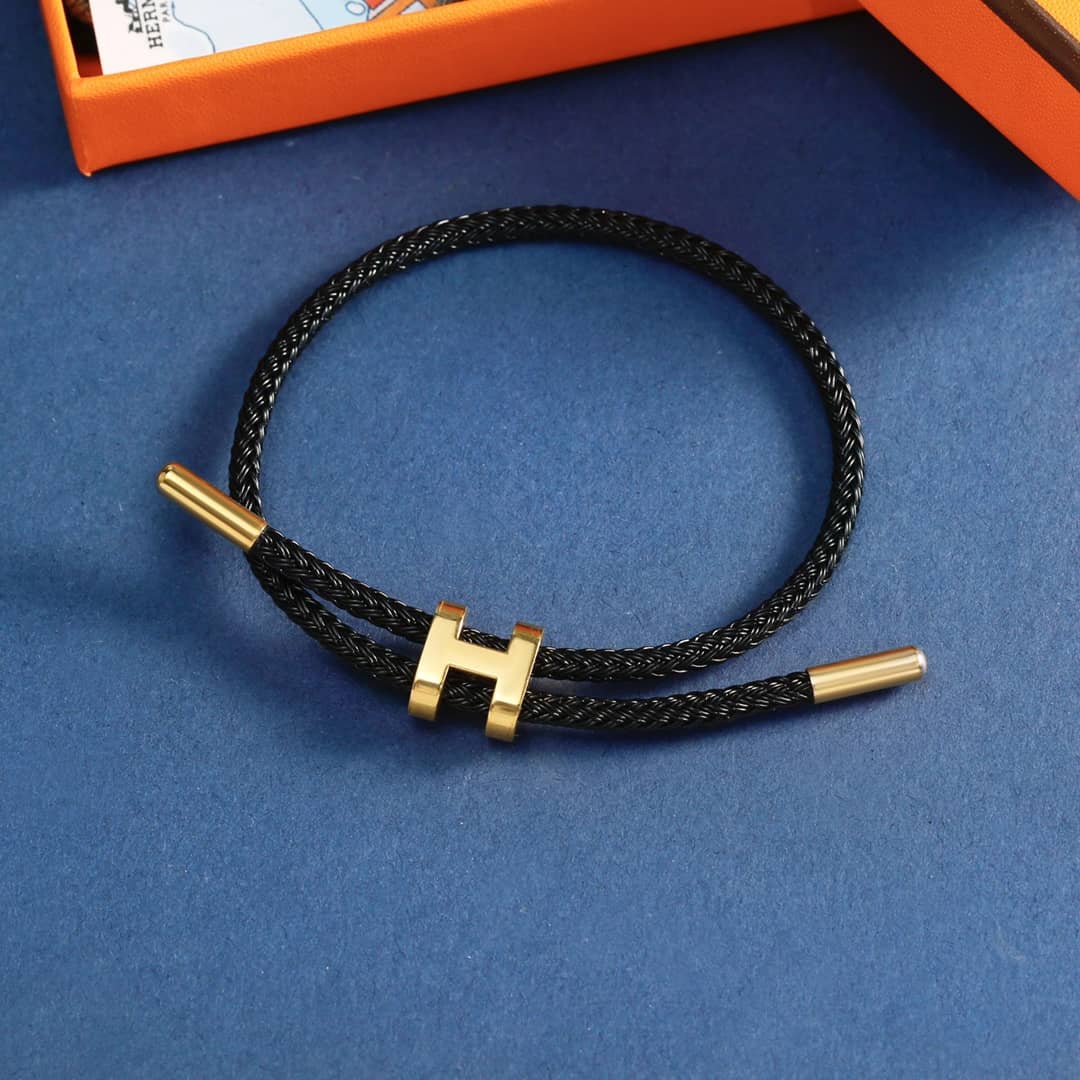高品質エルメス 調節可能なHロープブレスレット