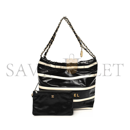 シャネル マスター シャイニーカーフスキン ストライプ 22 スモールハンドバッグ AS3260 (37*35*7cm)