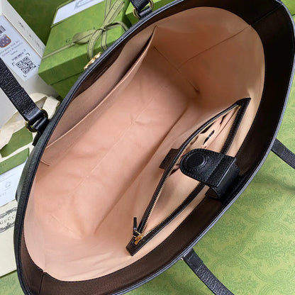 OPHIDIA ミディアム トートバッグ（ブラックレザー）