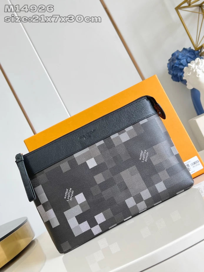 ソフトトラベルポーチ ブラック ダモフラージュ キャンバス ダモフラージュ ブラックコーティングキャンバス – LW382