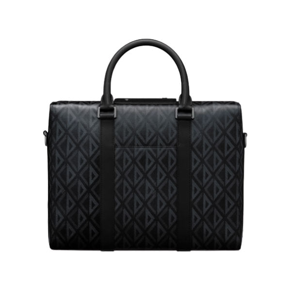 ディオール リンゴ ブリーフケース グレー CD ダイヤモンド キャンバス＆スムースカーフスキン – DIO032