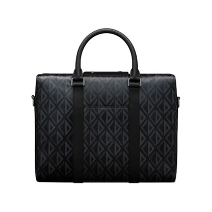 ディオール リンゴ ブリーフケース グレー CD ダイヤモンド キャンバス＆スムースカーフスキン – DIO032