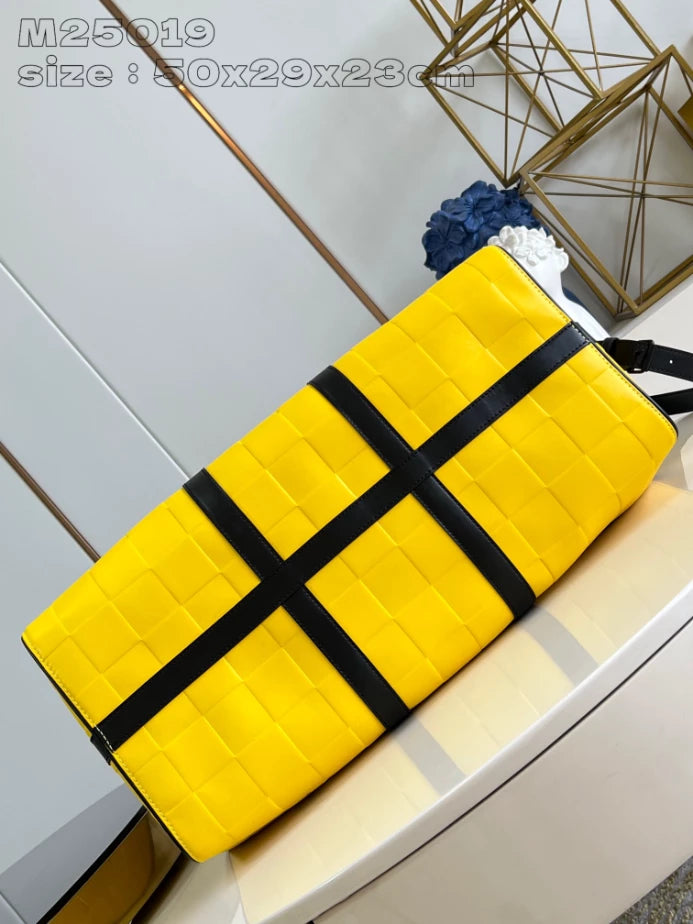 ルイ・ヴィトン キーポル・バンドリエール 50 イエロー ダミエ・スキューバ カーフスキンレザー – LW194