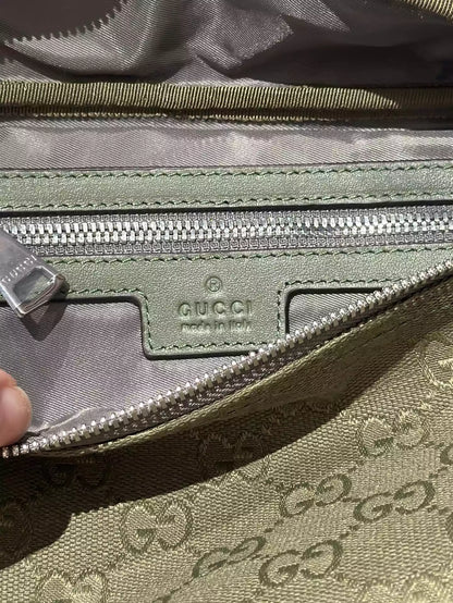 ベージュGGキャンバスのプリント入りラージベルトバッグ – BG066