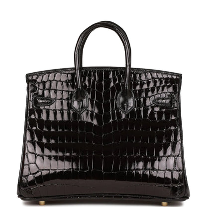 エルメス バーキン 25 ブラック シャイニー ニロティカス クロコダイル ゴールド金具