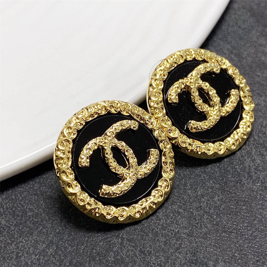 シャネル ミディアム ヴィンテージ ブラック ダブルC レター イヤリング