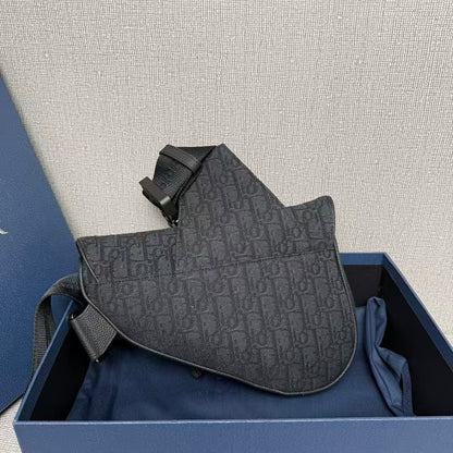 サドルバッグ ベージュ＆ブラックDior オブリーク ジャカード |DlOR