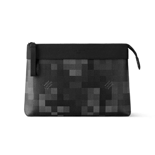 ソフトトラベルポーチ ブラック ダモフラージュ キャンバス ダモフラージュ ブラックコーティングキャンバス – LW382