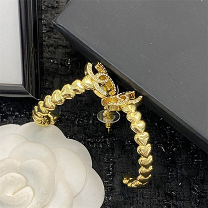 シャネル ダブルC ラインストーン ラブ イヤリング