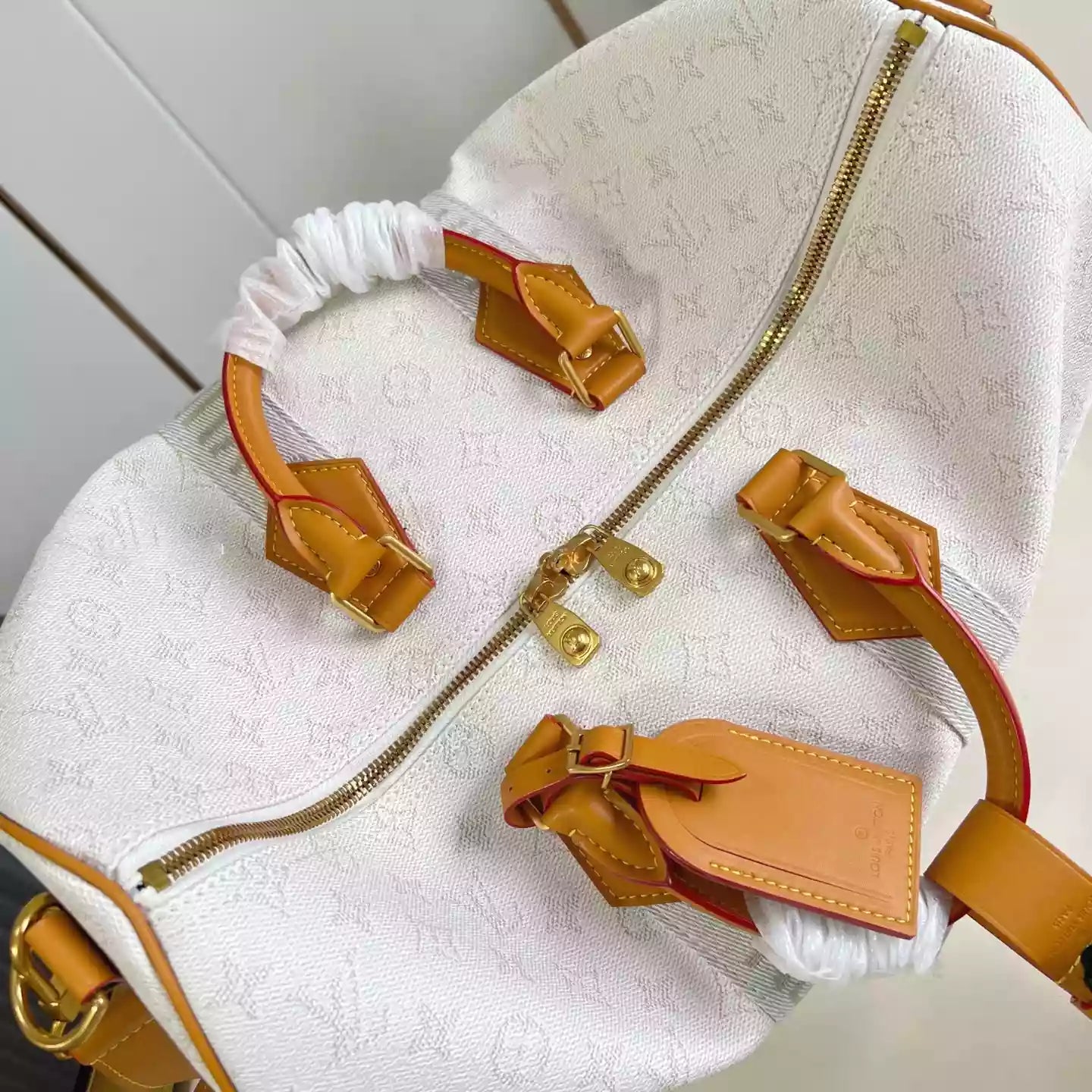 キーポル バンドリエール 45 バッグ オフホワイト モノグラム ヘリテージ キャンバス M14838 – LW353