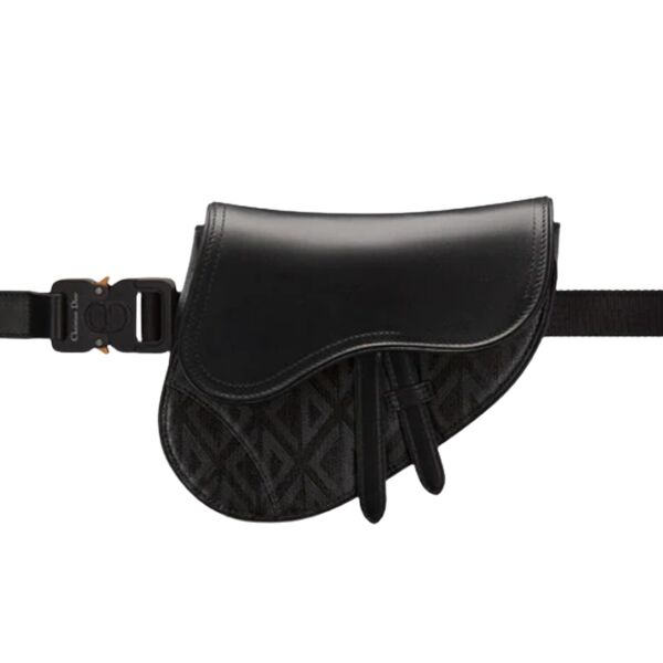 ディオール ミニ サドルバッグ ブラック CD ダイヤモンド キャンバス＆スムースカーフスキン – DIO007