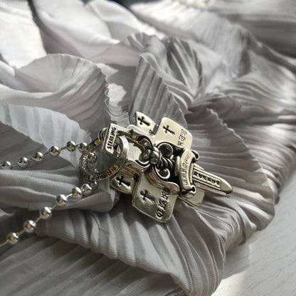 Chrome Hearts（クロムハーツ）3段ソードとホーリーソードサンスクリットペンダントネックレス