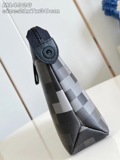 ソフトトラベルポーチ ブラック ダモフラージュ キャンバス ダモフラージュ ブラックコーティングキャンバス – LW382