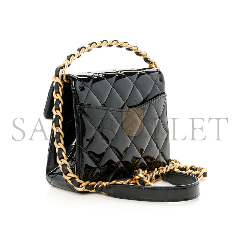 シャネル マスターパテント キルティング 31 ルー カンボン ミニ トップハンドル フラップ AS4472 (19*15*7cm)