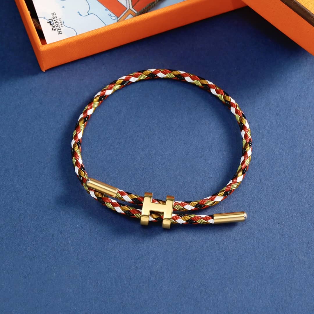 高品質エルメス 調節可能なHロープブレスレット