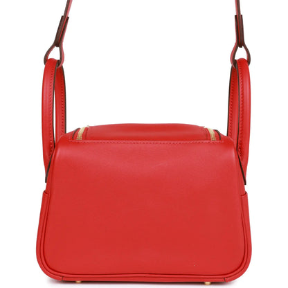 エルメス ミニ リンディ ルージュ ピマン スイフト ゴールド金具