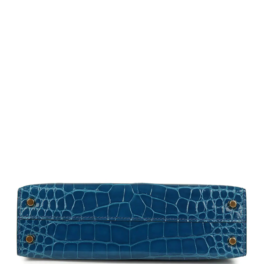 エルメス ケリー・セリエ 20 ブルー ミコノス シャイニー アリゲーター ゴールド金具