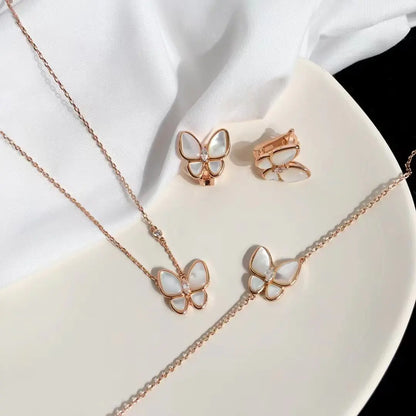 ヴァン クリーフ＆アーペル ホワイト フリティラリー バタフライ ブレスレット イヤリング