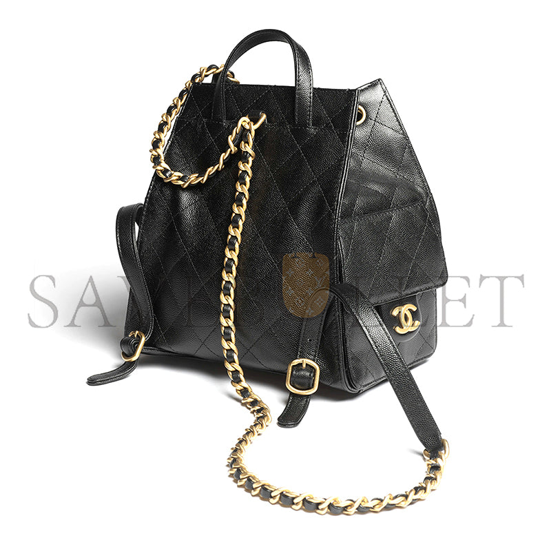 シャネル 25 ミディアム バックパック グレインカーフスキン & ゴールドトーンメタル ブラック AS5600 (23*23*14cm)