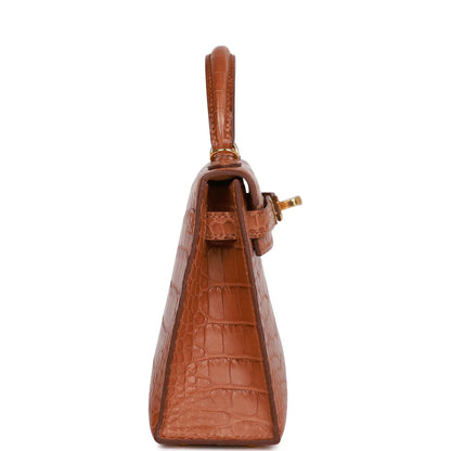 エルメス ケリーセリエ 20cm ゴールド マットアリゲーター ゴールド金具