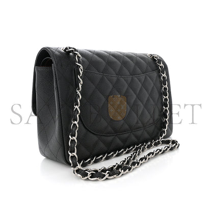 シャネル キャビア キルティング ジャンボ ダブルフラップ ブラック 1633607 (30*20*9cm)