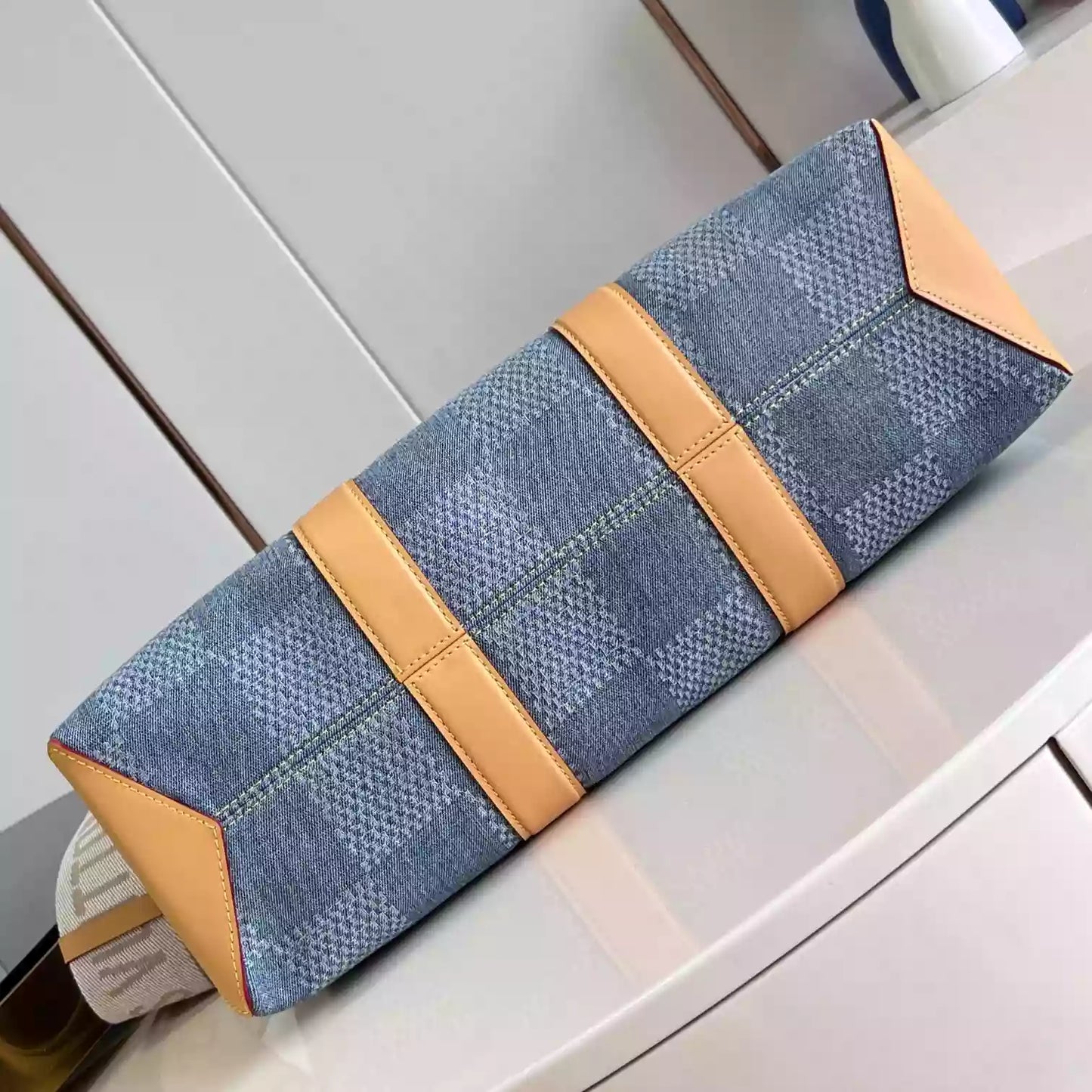 ウィークエンド トート ブルー ダミエ デニム 3D コットンキャンバス N40702 – LW442