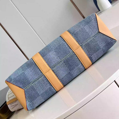 ウィークエンド トート ブルー ダミエ デニム 3D コットンキャンバス N40702 – LW442