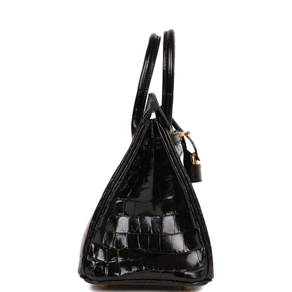 エルメス バーキン 25 ブラック シャイニー ニロティカス クロコダイル ゴールド金具