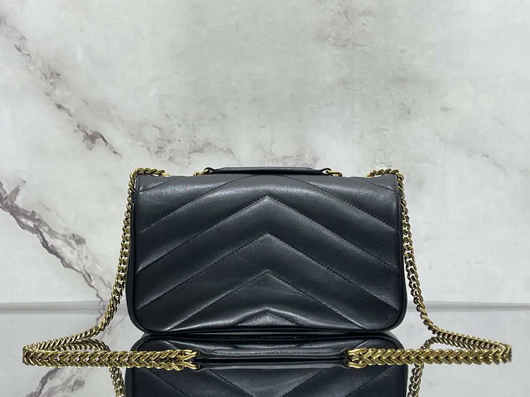 YSL 801437 ルル スモール マトラッセ ラムスキン ブラック