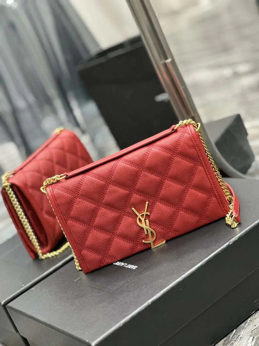 YSL 585031 サンローラン ベッキー チェーンショルダーバッグ レザー レッド