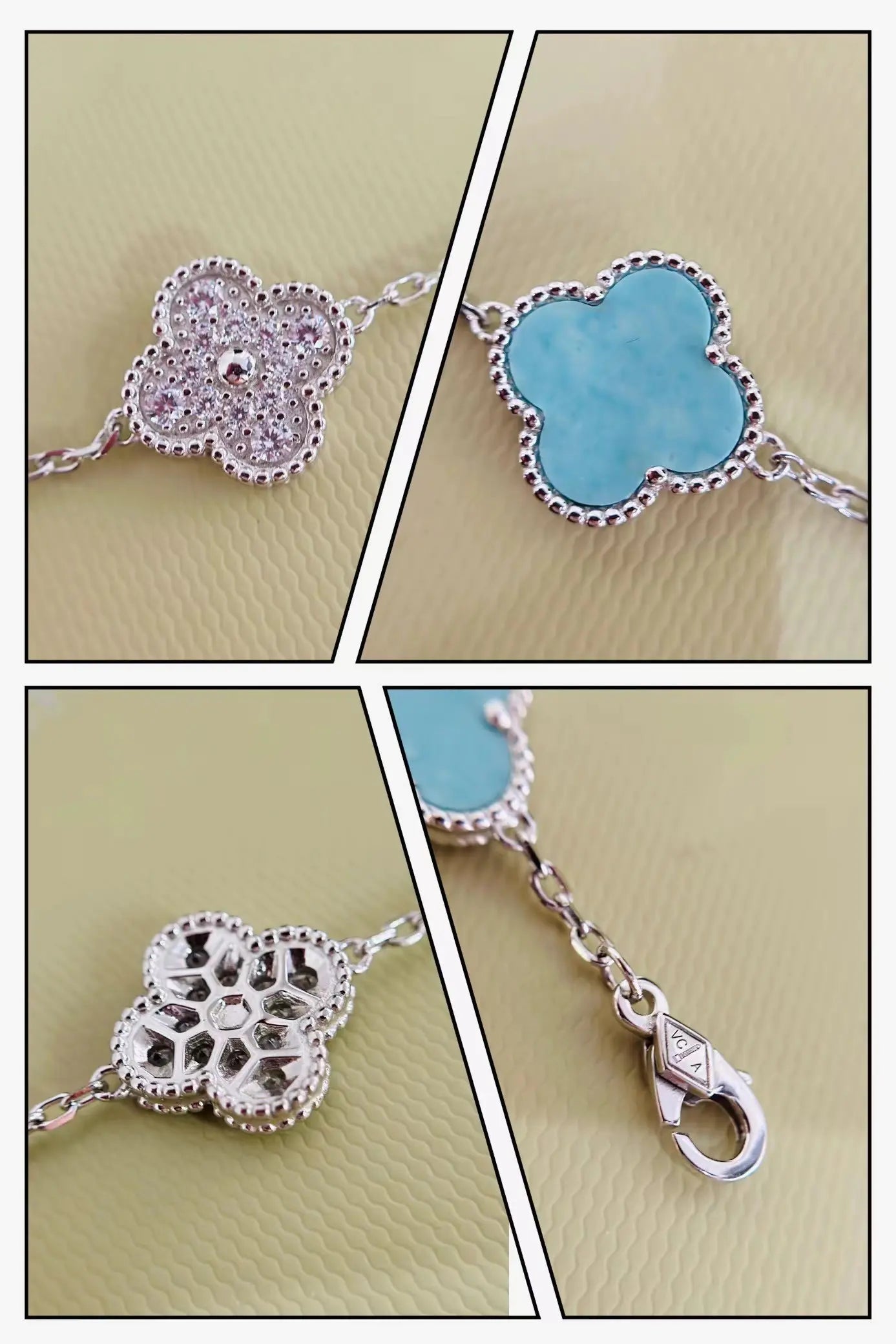 ヴァン クリーフ＆アーペルの四つ葉のクローバー ミントブルー ブレスレット