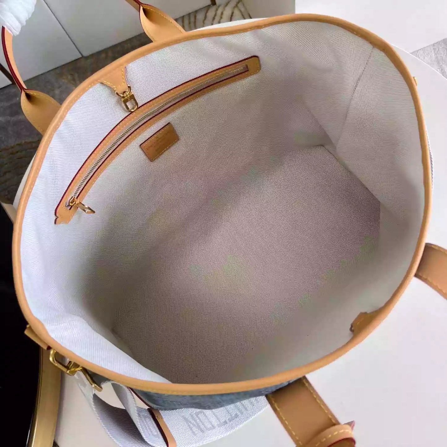 ウィークエンド トート ブルー ダミエ デニム 3D コットンキャンバス N40702 – LW442